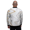 Gold White Marble Men's Bomber Jacket-grizzshop