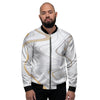 Gold White Marble Men's Bomber Jacket-grizzshop