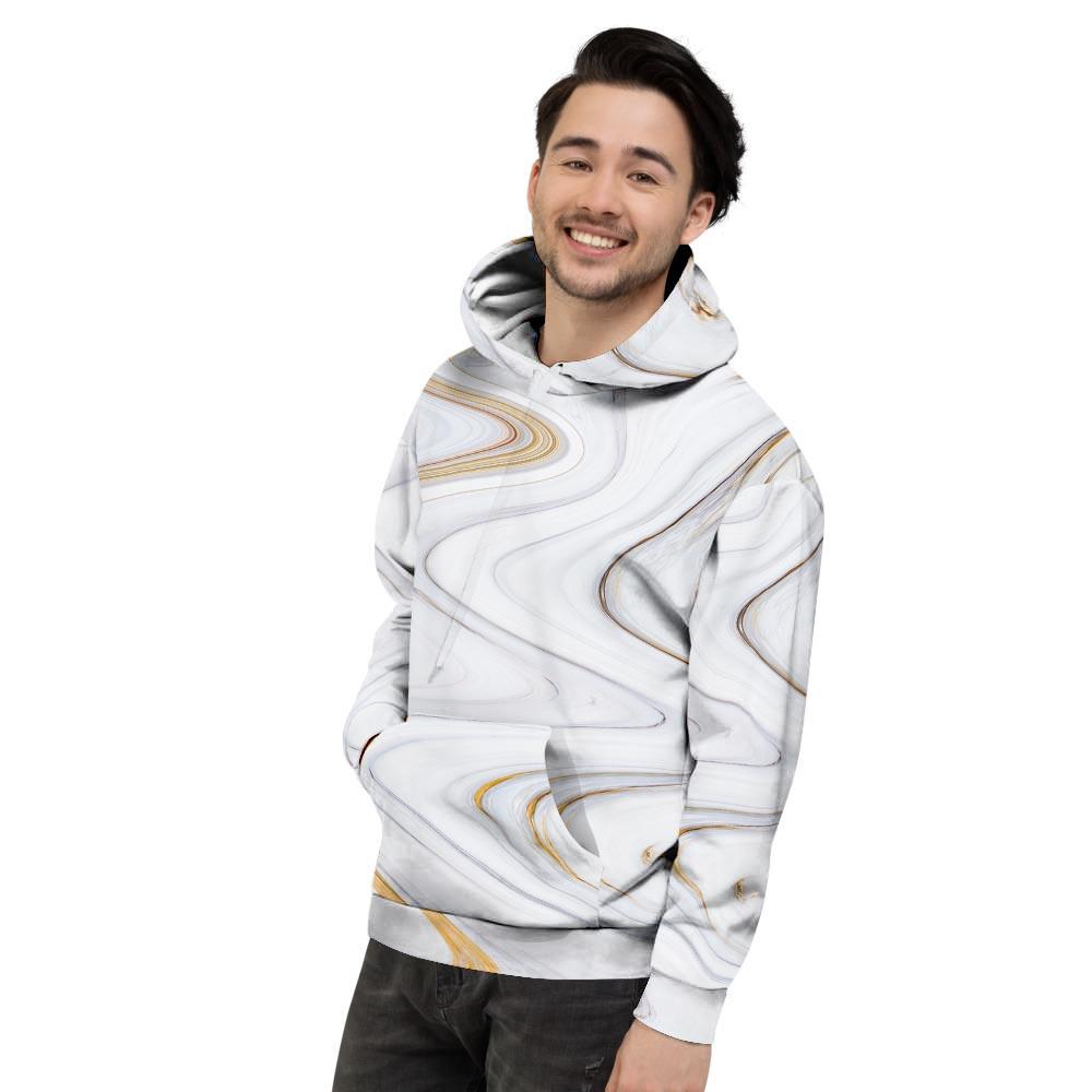 Gold White Marble Men's Hoodie-grizzshop