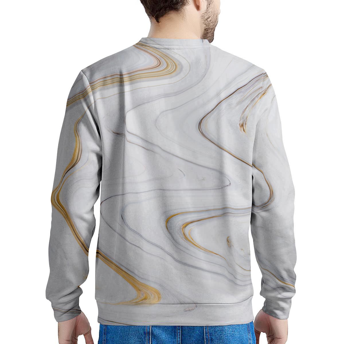 Gold White Marble Men's Sweatshirt-grizzshop