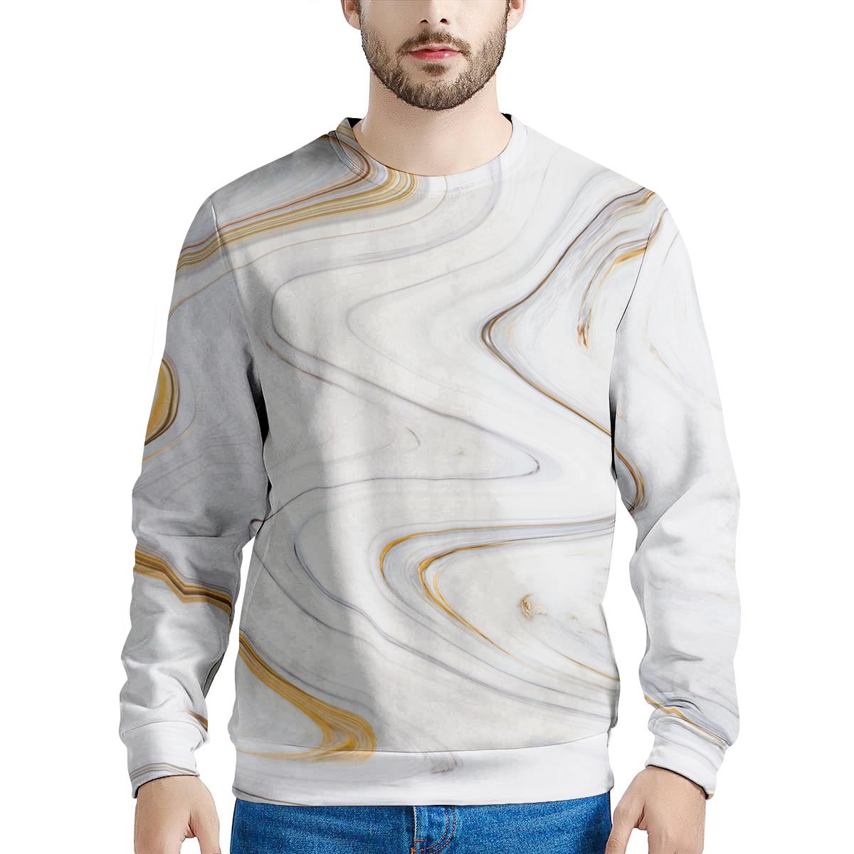 Gold White Marble Men's Sweatshirt-grizzshop