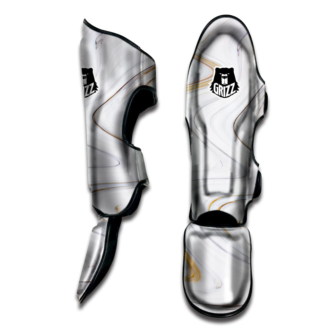 Gold White Marble Muay Thai Shin Guard-grizzshop