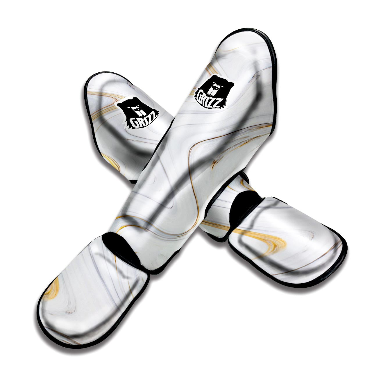 Gold White Marble Muay Thai Shin Guard-grizzshop