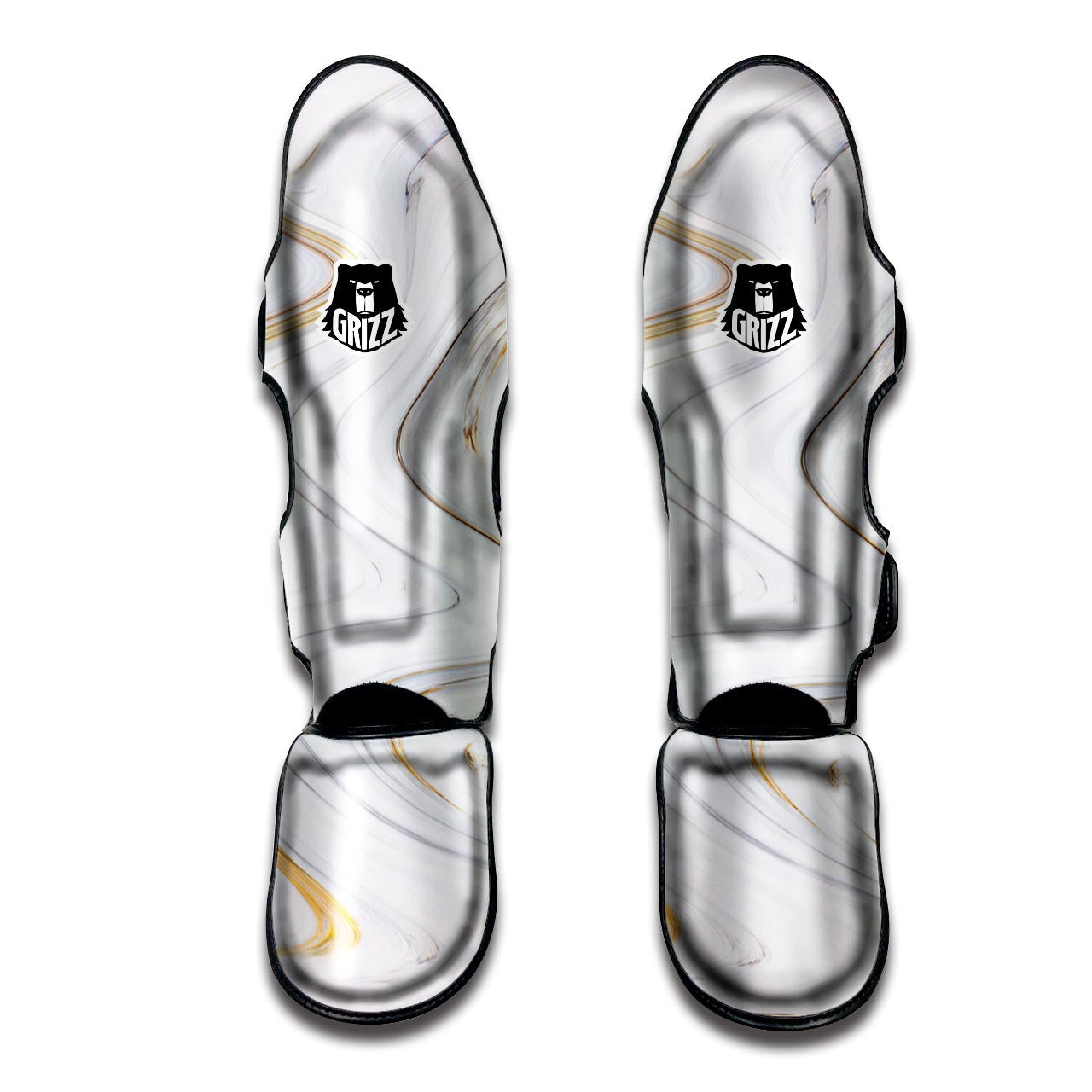 Gold White Marble Muay Thai Shin Guard-grizzshop