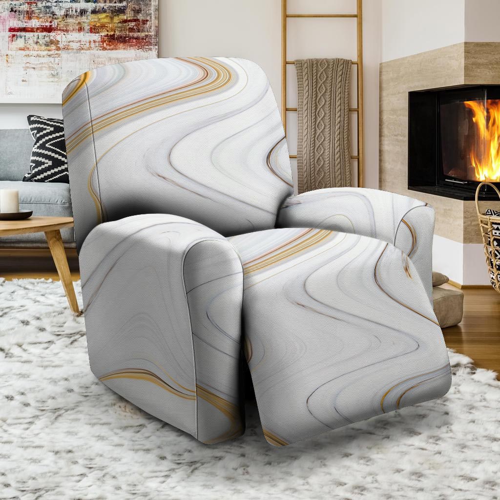 Gold White Marble Recliner Cover-grizzshop