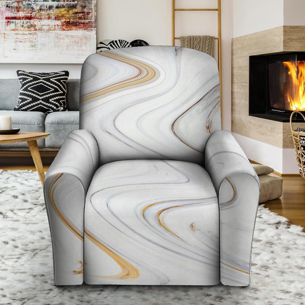 Gold White Marble Recliner Cover-grizzshop