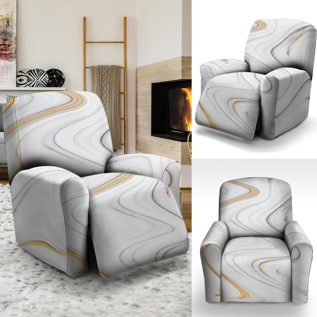 Gold White Marble Recliner Cover-grizzshop