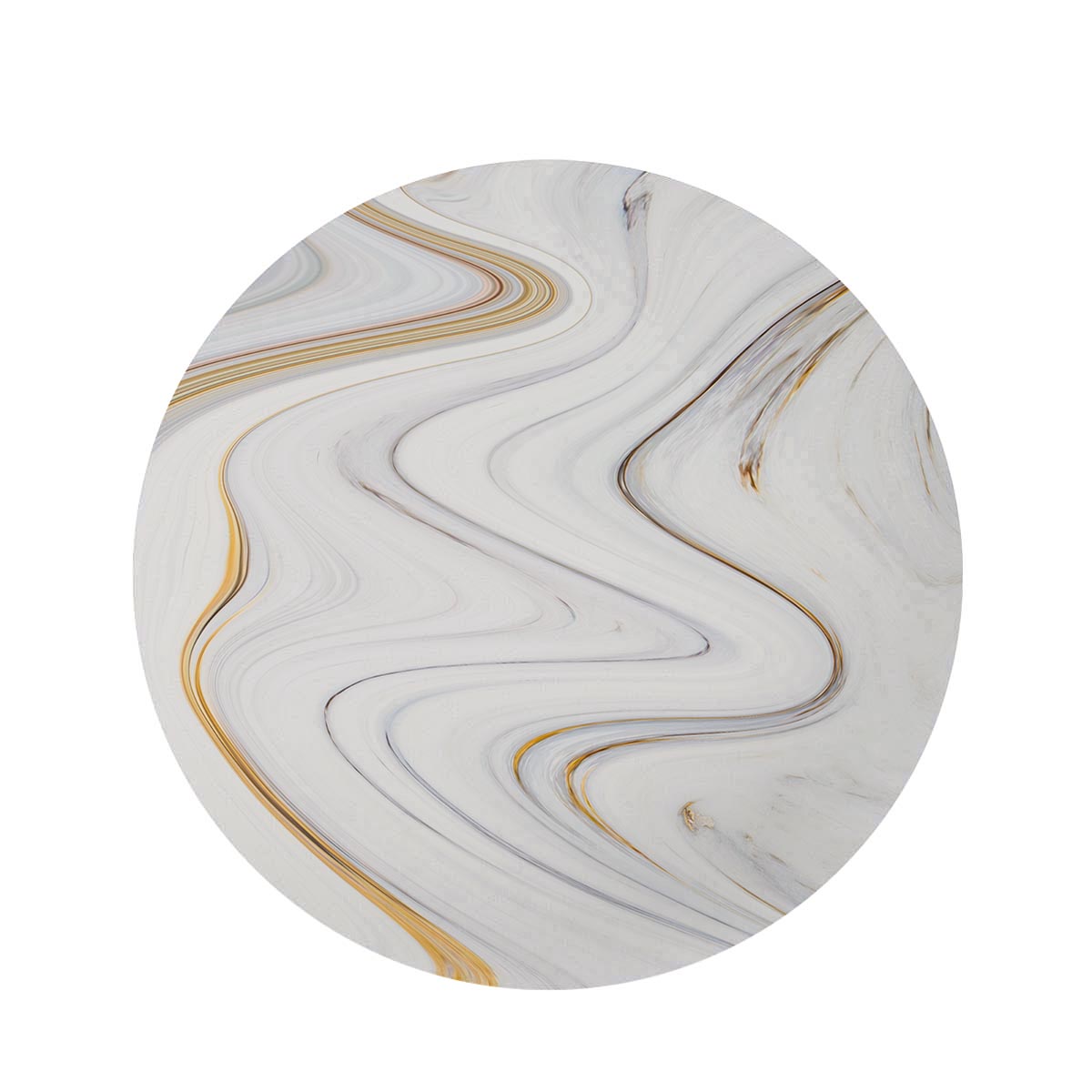 Gold White Marble Round Rug-grizzshop