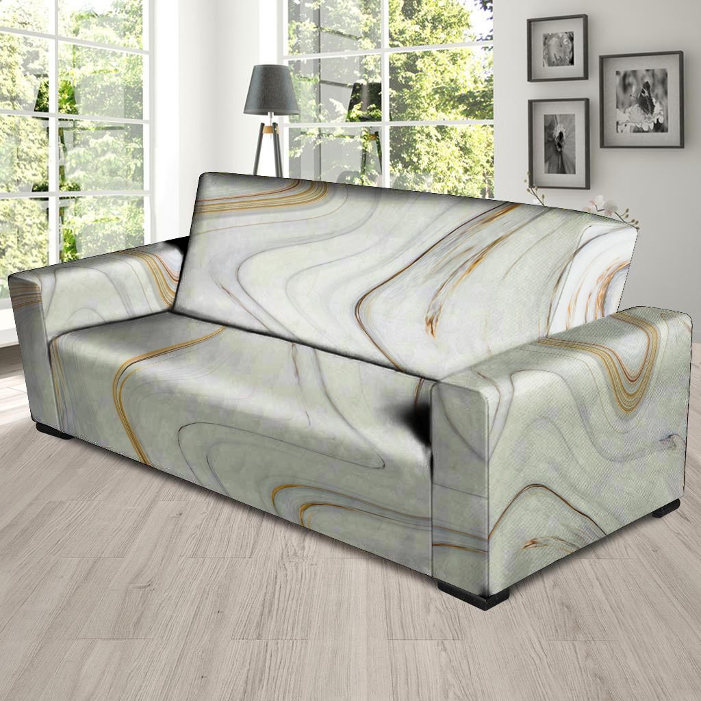 Gold White Marble Sofa Cover-grizzshop