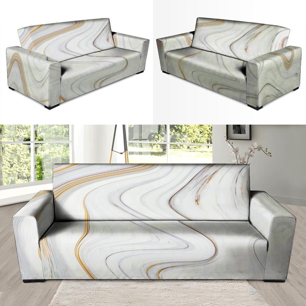 Gold White Marble Sofa Cover-grizzshop