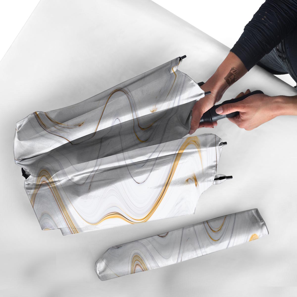 Gold White Marble Umbrella-grizzshop