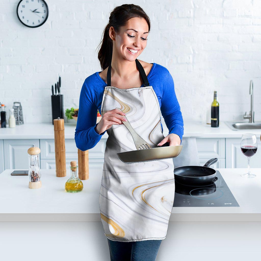 Gold White Marble Women's Apron-grizzshop