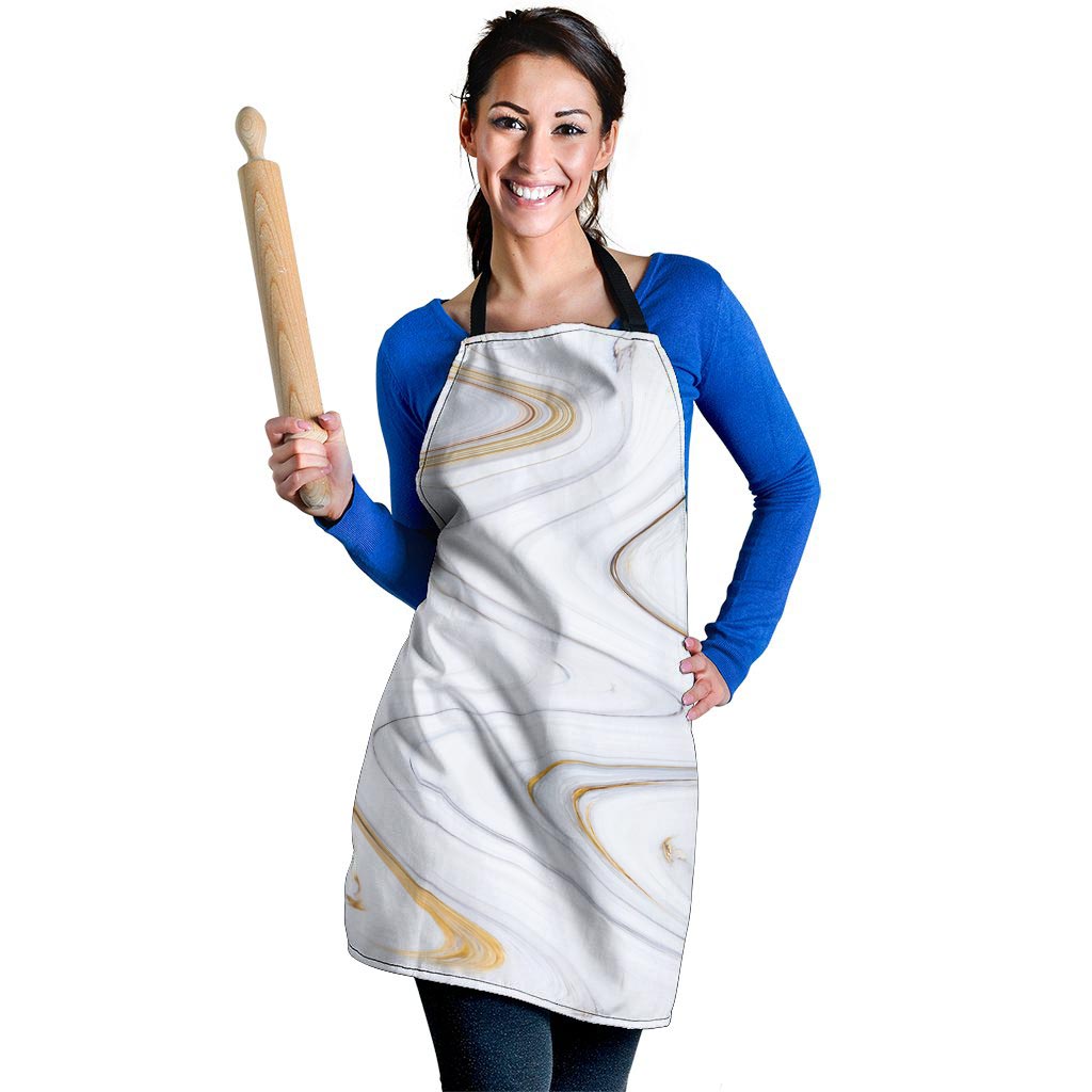 Gold White Marble Women's Apron-grizzshop