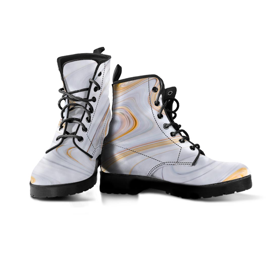 Gold White Marble Women's Boots-grizzshop