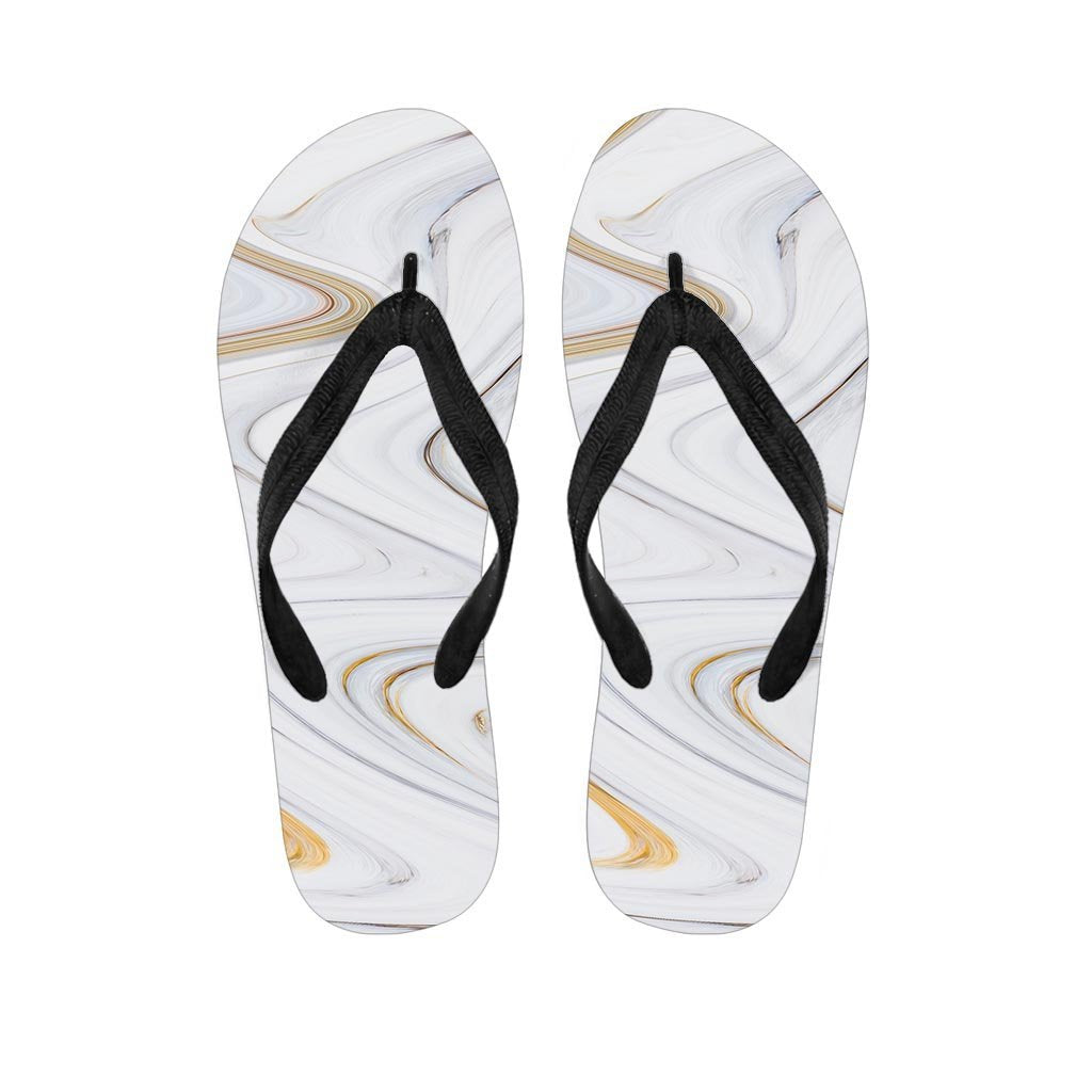 Gold White Marble Women's Flip Flops-grizzshop