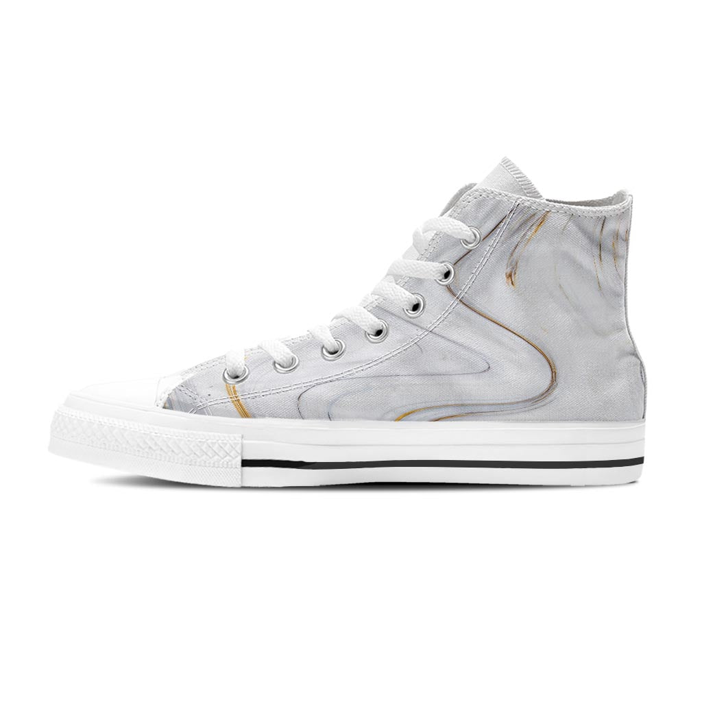 Gold White Marble Women's High Top Shoes-grizzshop