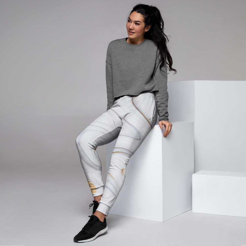 Gold White Marble Women's Joggers-grizzshop