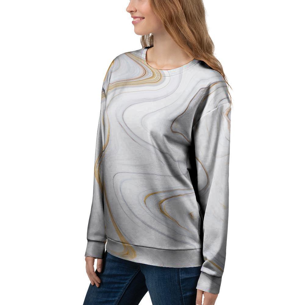 Gold White Marble Women's Sweatshirt-grizzshop