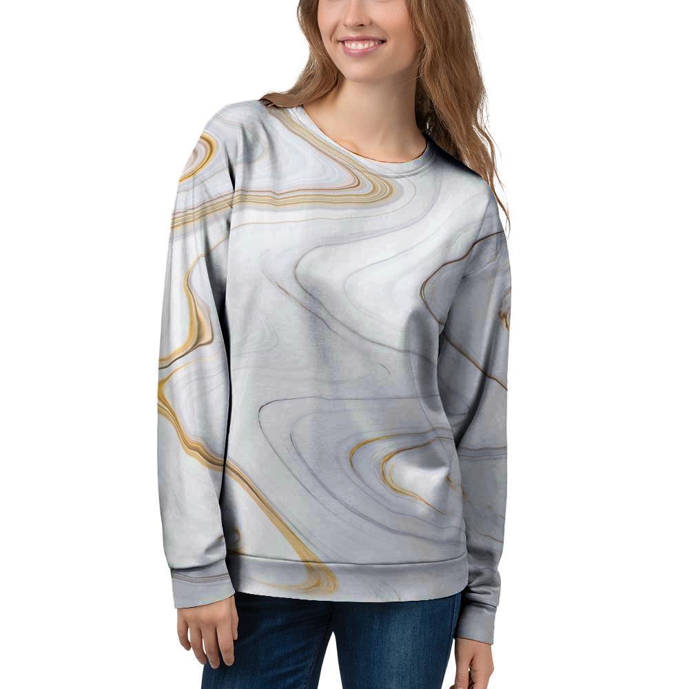 Gold White Marble Women's Sweatshirt-grizzshop