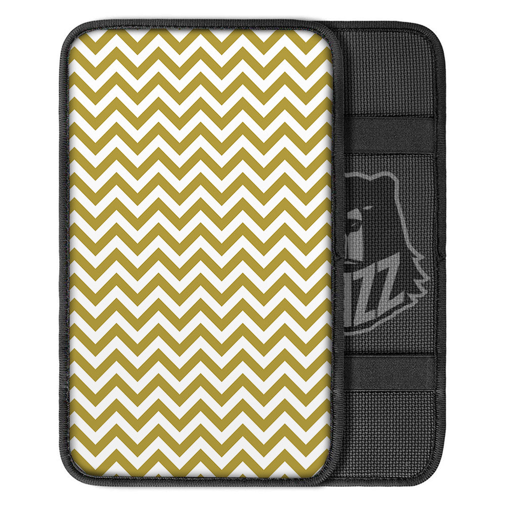 Gold Zigzag Print Pattern Car Center Console Cover-grizzshop