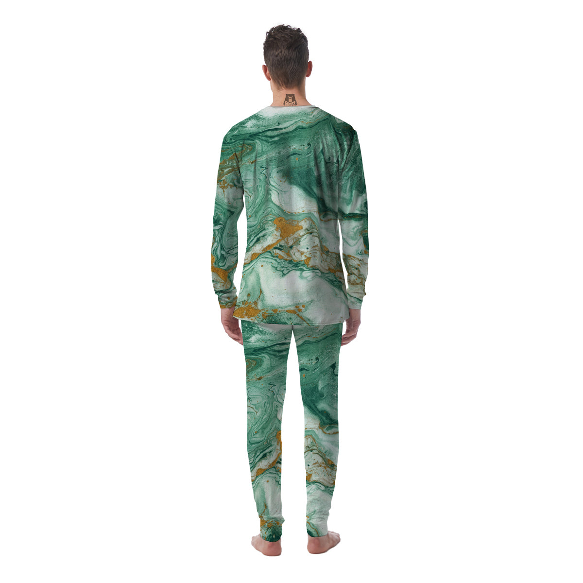 Golden And Green Marble Textue Print Men's Pajamas-grizzshop