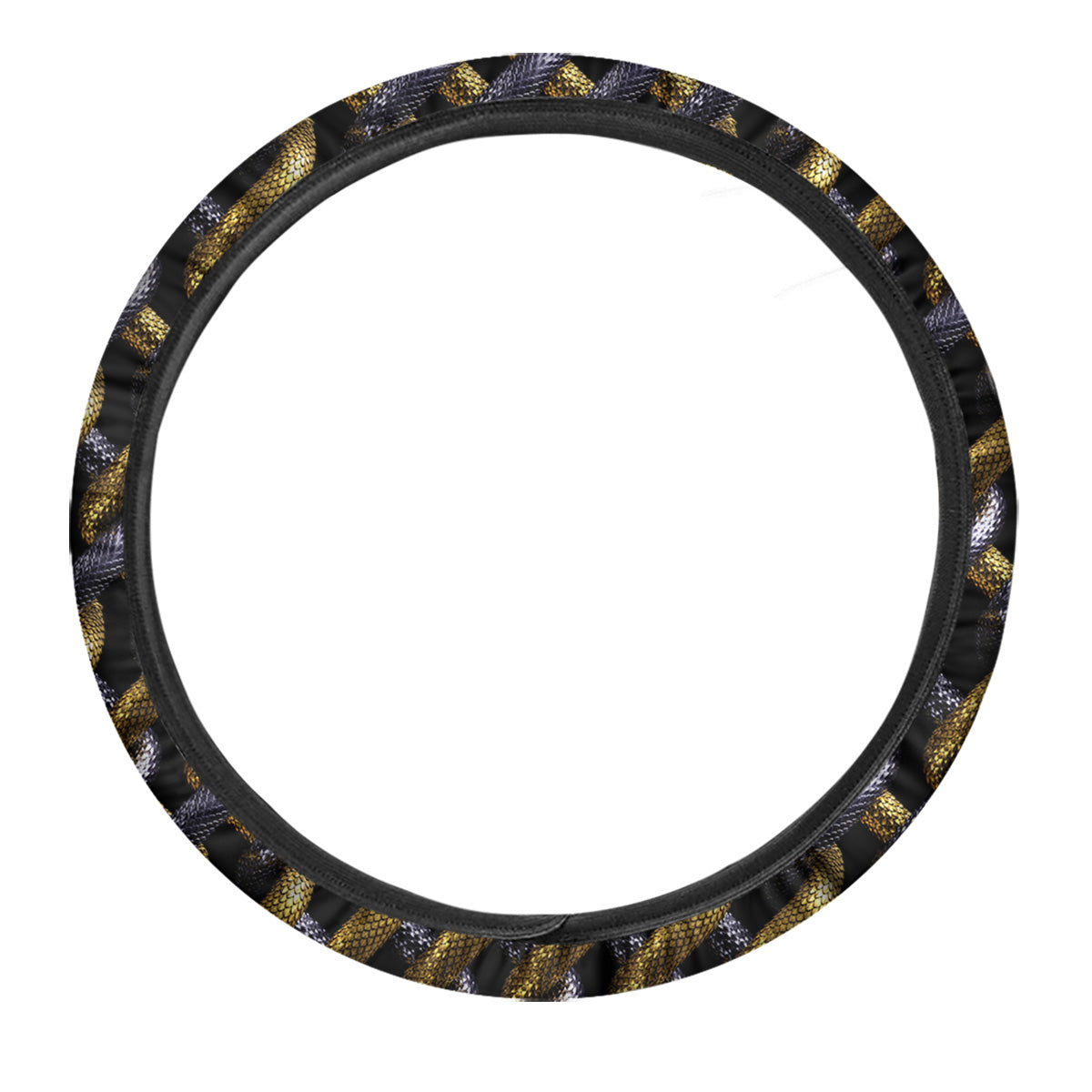 Golden And Silver Snakes 3D Print Pattern Car Steering Wheel Cover-grizzshop
