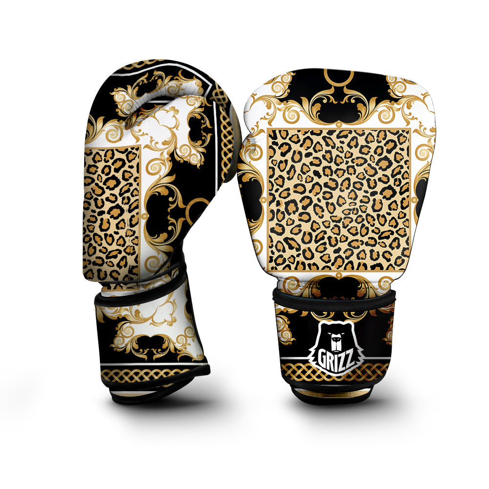 Golden Baroque And Leopard Print Boxing Gloves-grizzshop