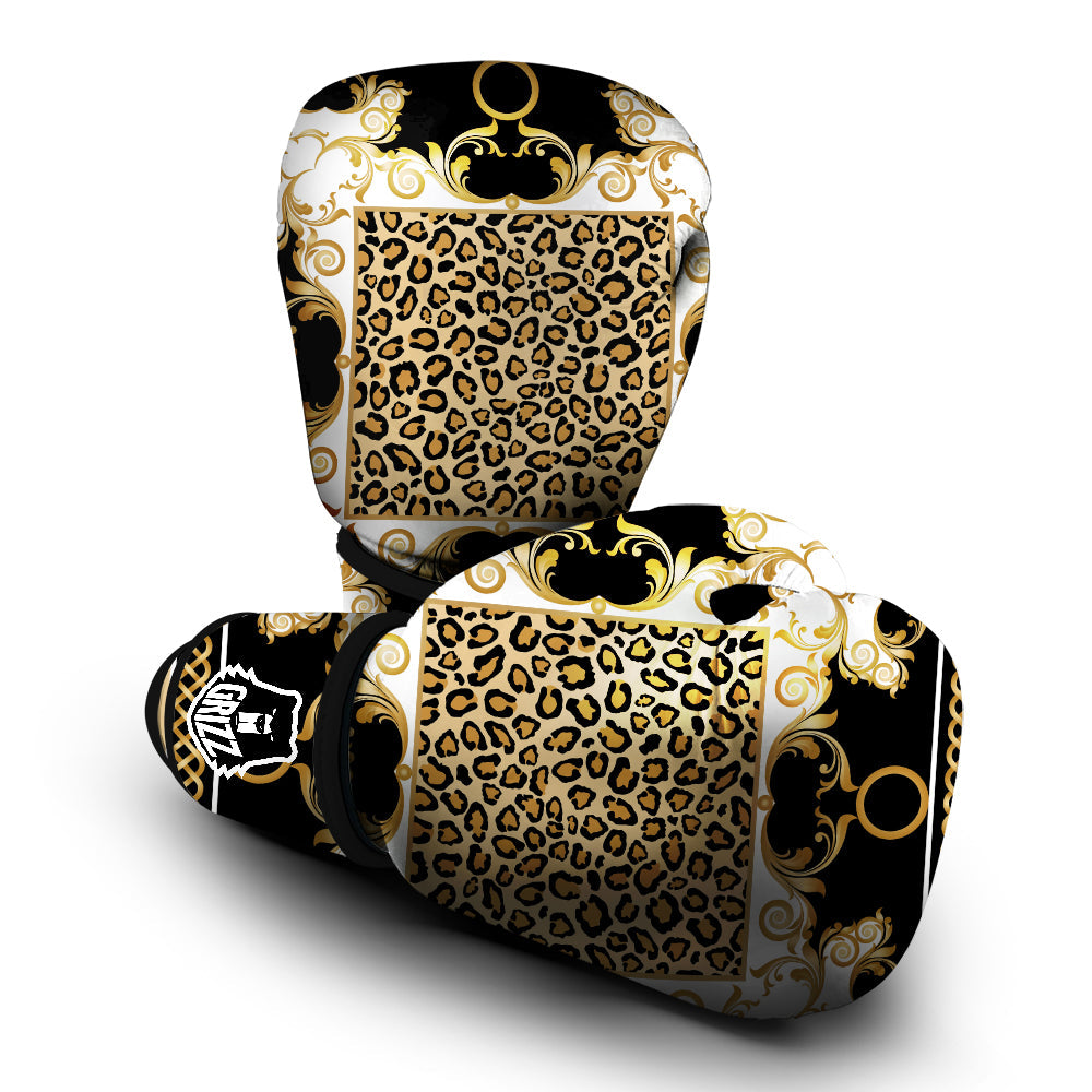 Golden Baroque And Leopard Print Boxing Gloves-grizzshop
