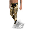 Golden Baroque And Leopard Print Men's Leggings-grizzshop