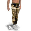 Golden Baroque And Leopard Print Men's Leggings-grizzshop