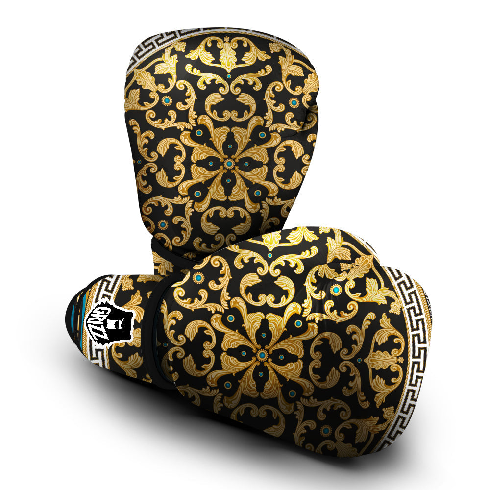 Golden Baroque Leopard Skin Print Boxing Gloves-grizzshop