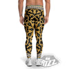 Golden Baroque Leopard Skin Print Men's Leggings-grizzshop