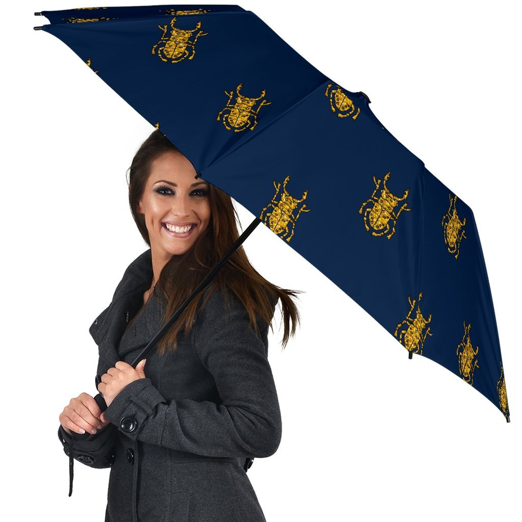Golden Bug Pattern Print Automatic Foldable Umbrella-grizzshop