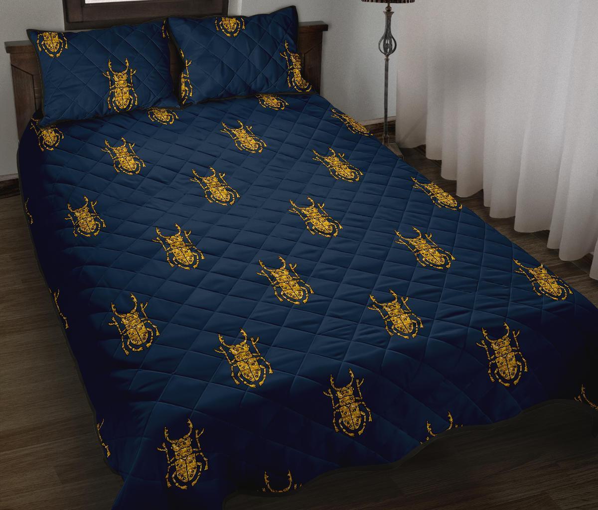 Golden Bug Pattern Print Bed Set Quilt-grizzshop