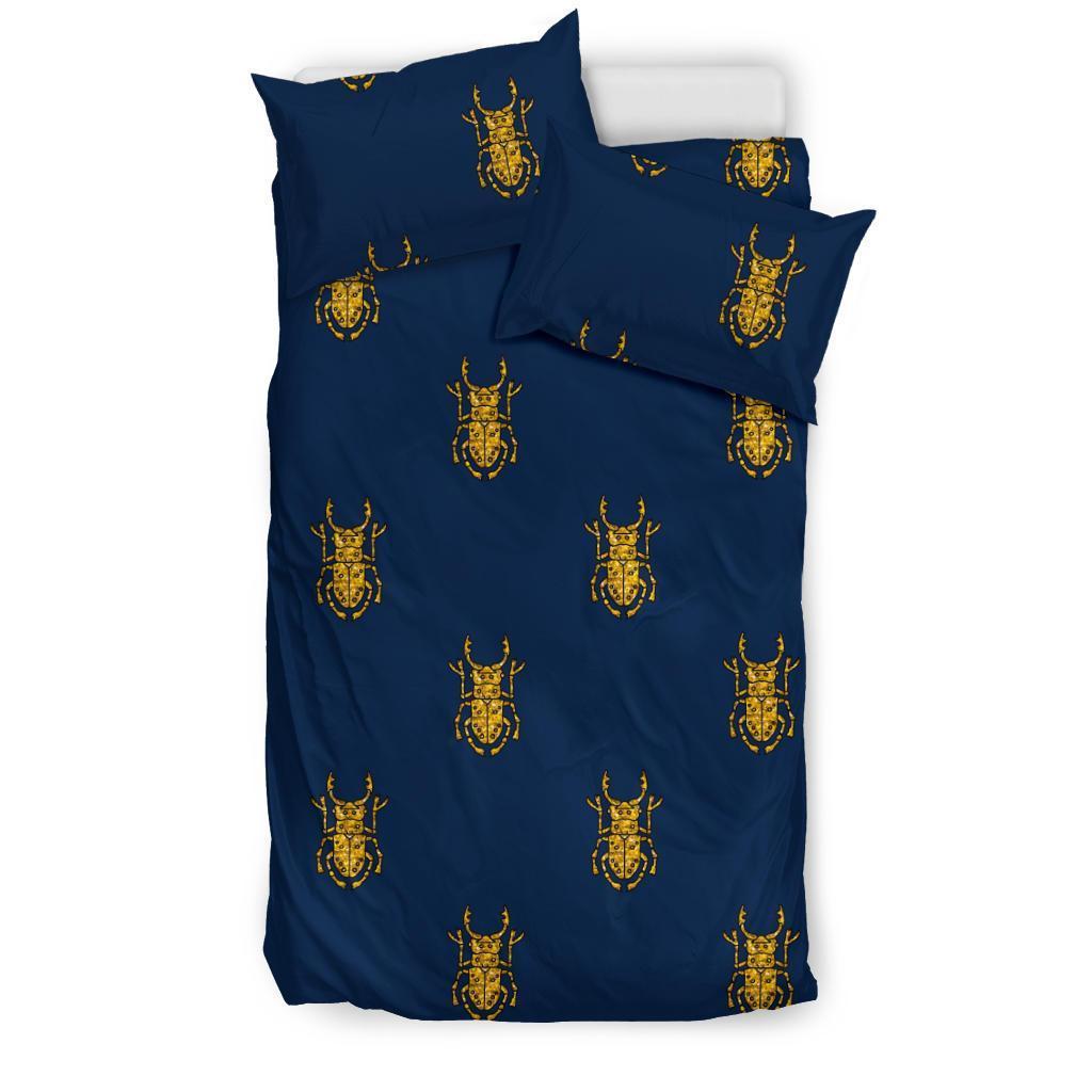 Golden Bug Pattern Print Duvet Cover Bedding Set-grizzshop