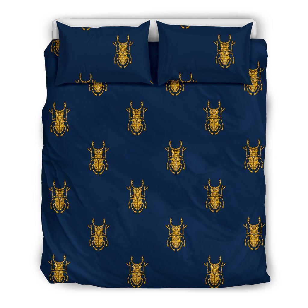 Golden Bug Pattern Print Duvet Cover Bedding Set-grizzshop