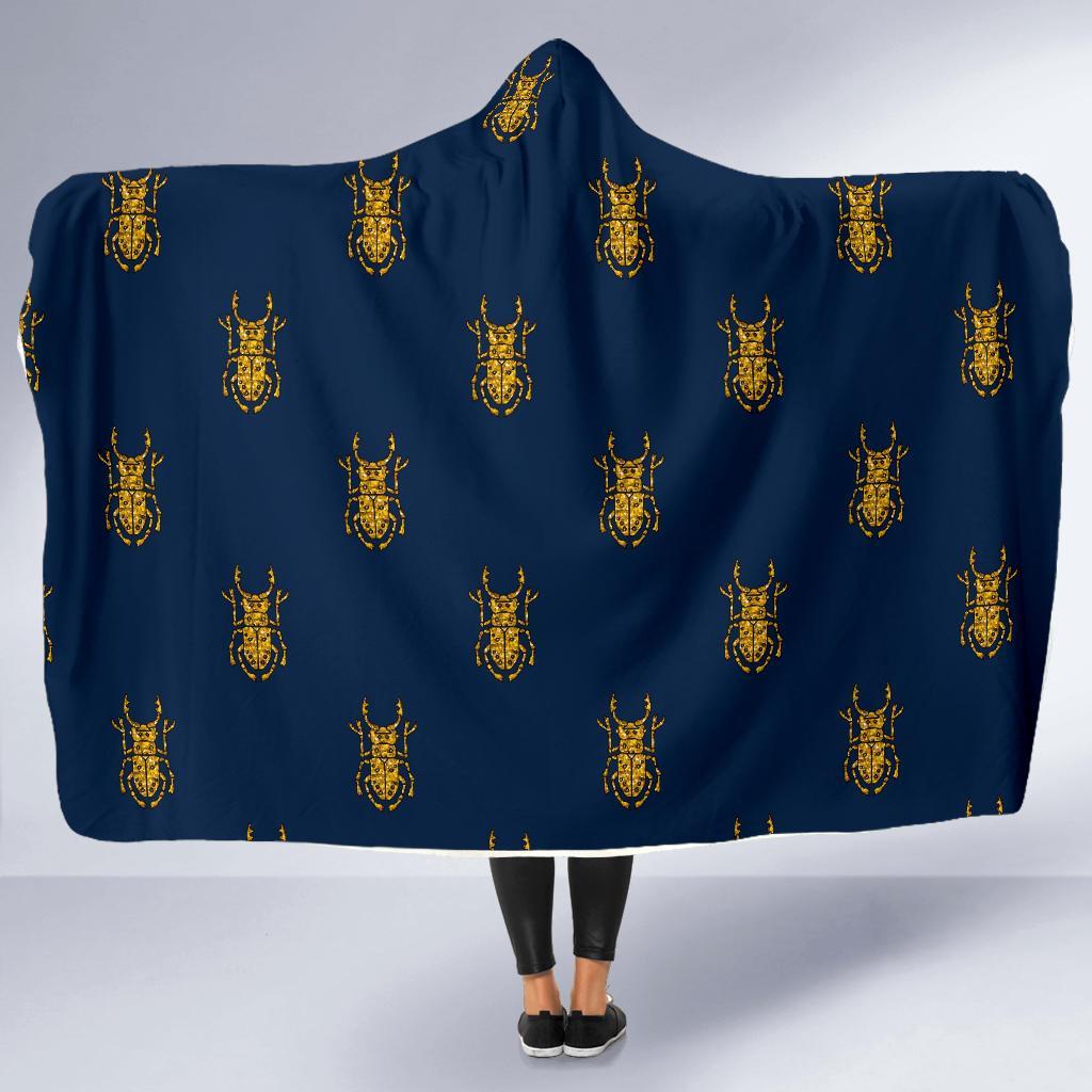 Golden Bug Pattern Print Hooded Blanket-grizzshop