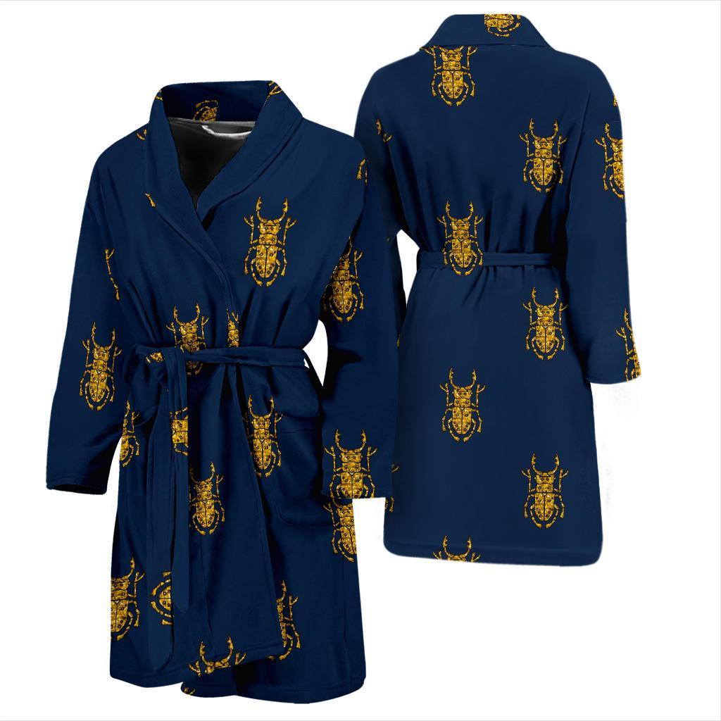 Golden Bug Pattern Print Men Long Robe-grizzshop