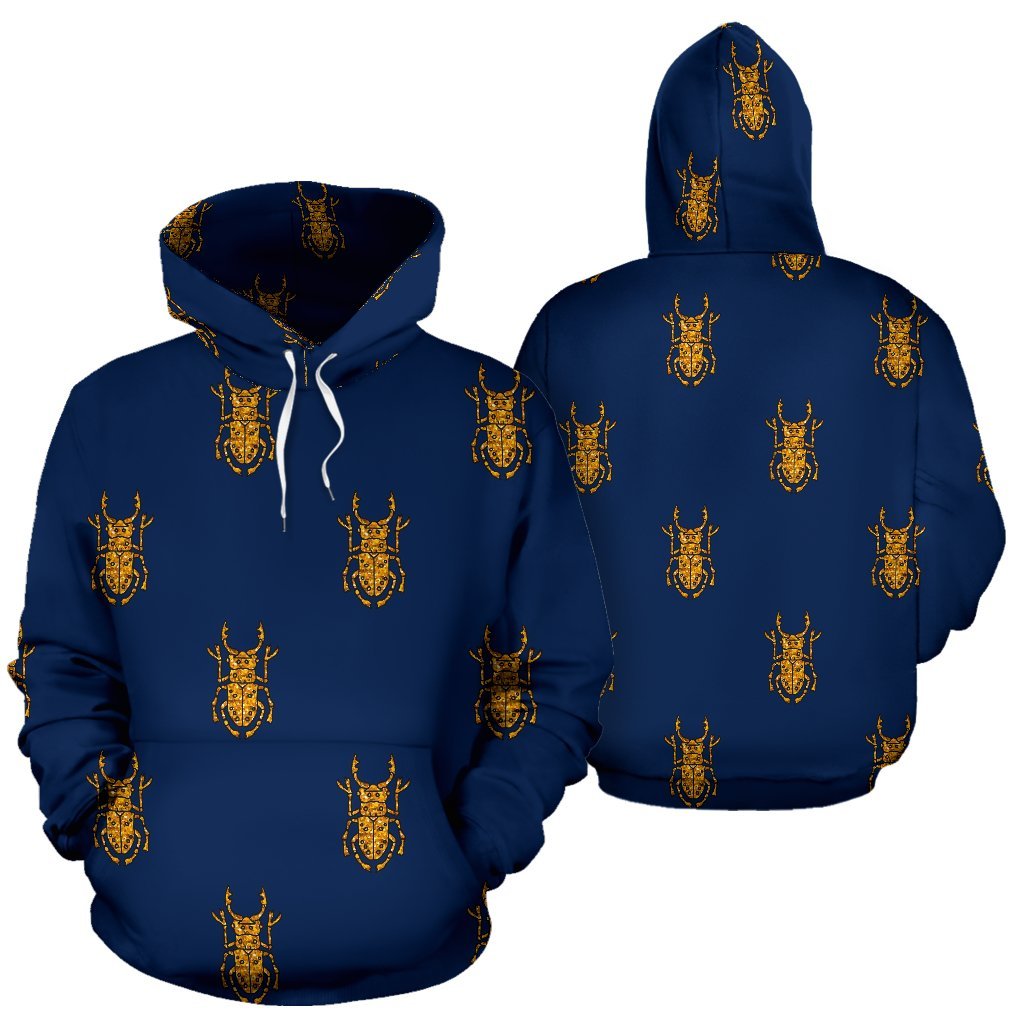 Golden Bug Pattern Print Men Women Pullover Hoodie-grizzshop