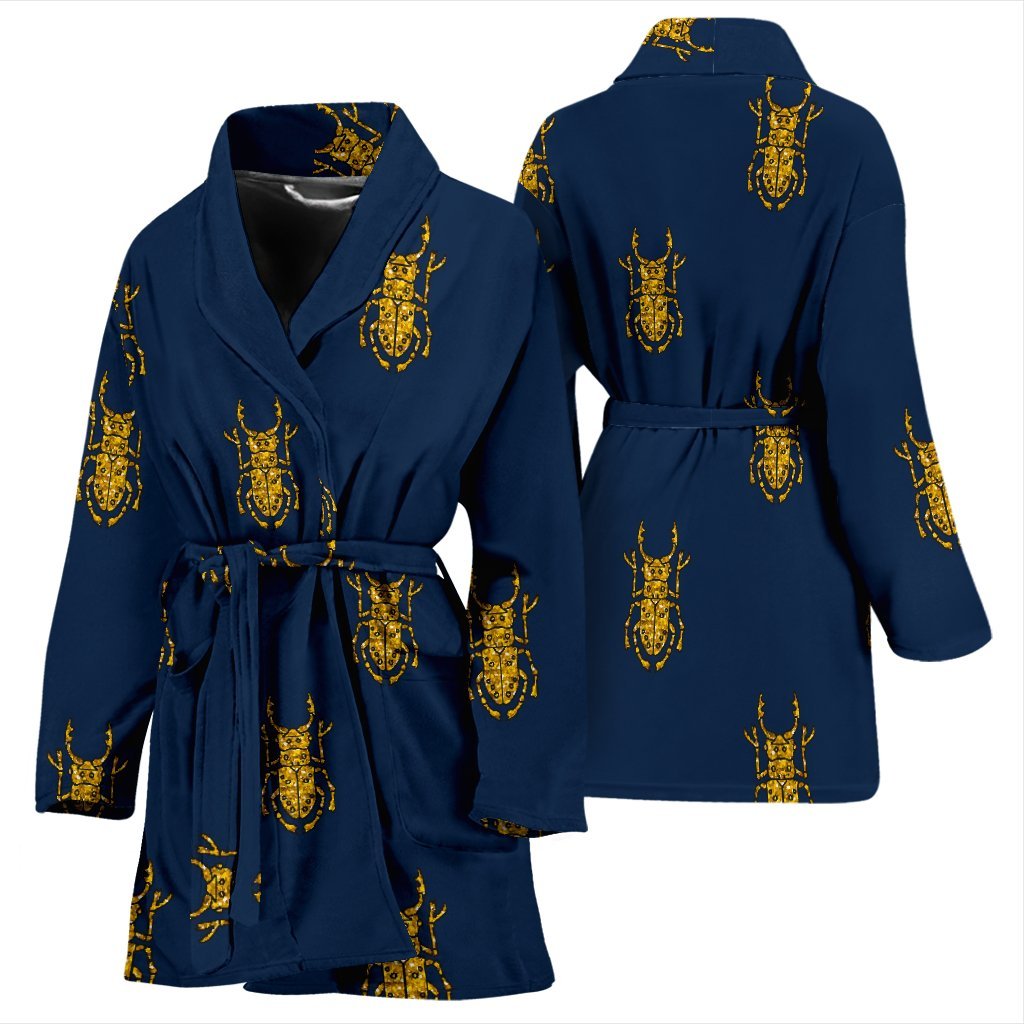 Golden Bug Pattern Print Women Long Robe-grizzshop