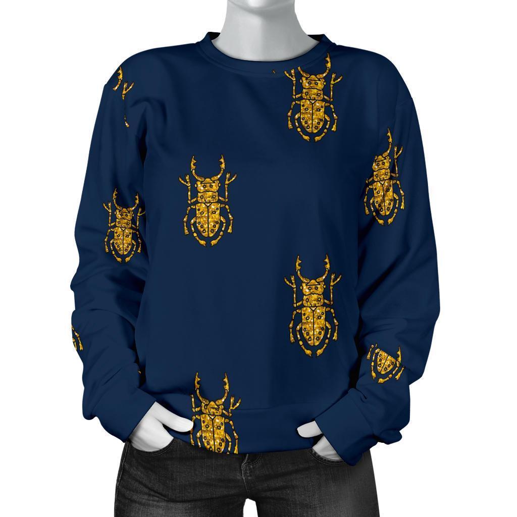 Golden Bug Pattern Print Women's Sweatshirt-grizzshop