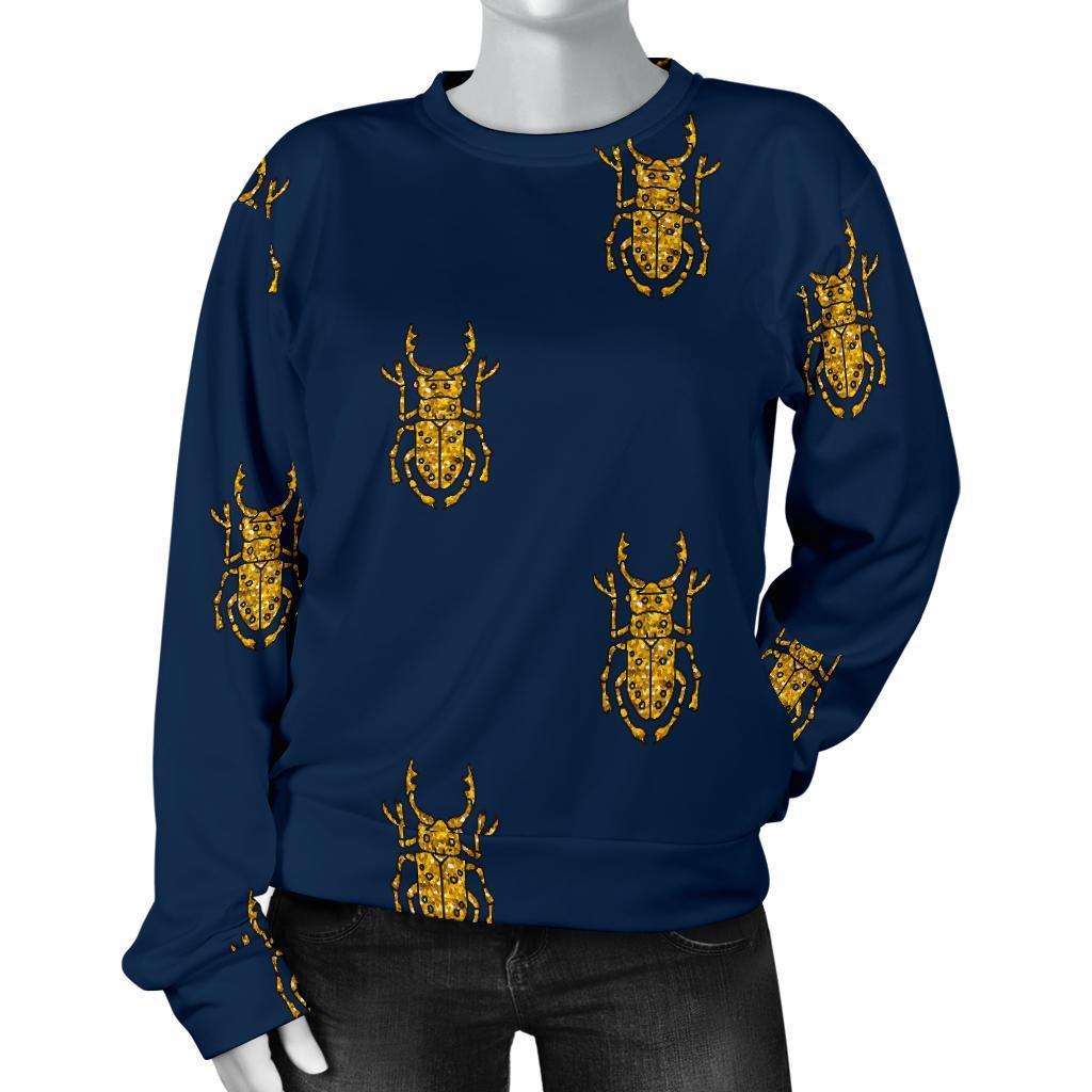 Golden Bug Pattern Print Women's Sweatshirt-grizzshop