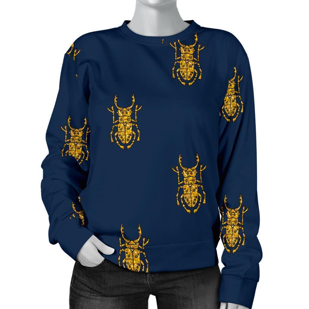 Golden Bug Pattern Print Women's Sweatshirt-grizzshop