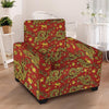 Golden Chinese Dragon Floral Print Armchair Cover-grizzshop