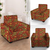 Golden Chinese Dragon Floral Print Armchair Cover-grizzshop