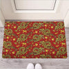 Golden Chinese Dragon Floral Print Door Mat-grizzshop