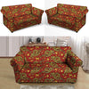 Golden Chinese Dragon Floral Print Loveseat Cover-grizzshop