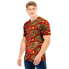 Golden Chinese Dragon Floral Print Men T Shirt-grizzshop