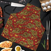 Golden Chinese Dragon Floral Print Men's Apron-grizzshop