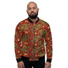 Golden Chinese Dragon Floral Print Men's Bomber Jacket-grizzshop